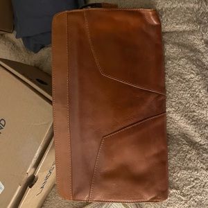 Vintage, cognac leather clutch